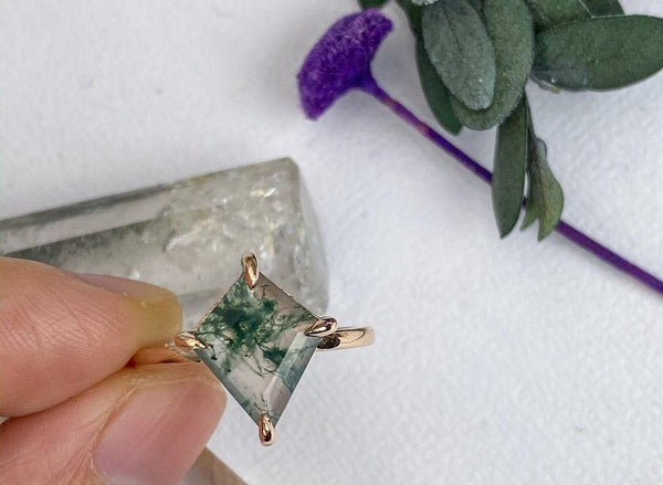 Moss Agate Engagement Ring