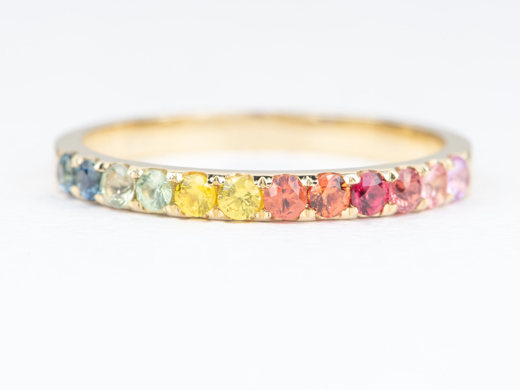 14K Gold Rainbow Multicolor Sapphire (4MM) Eternity Ring – Noray Designs