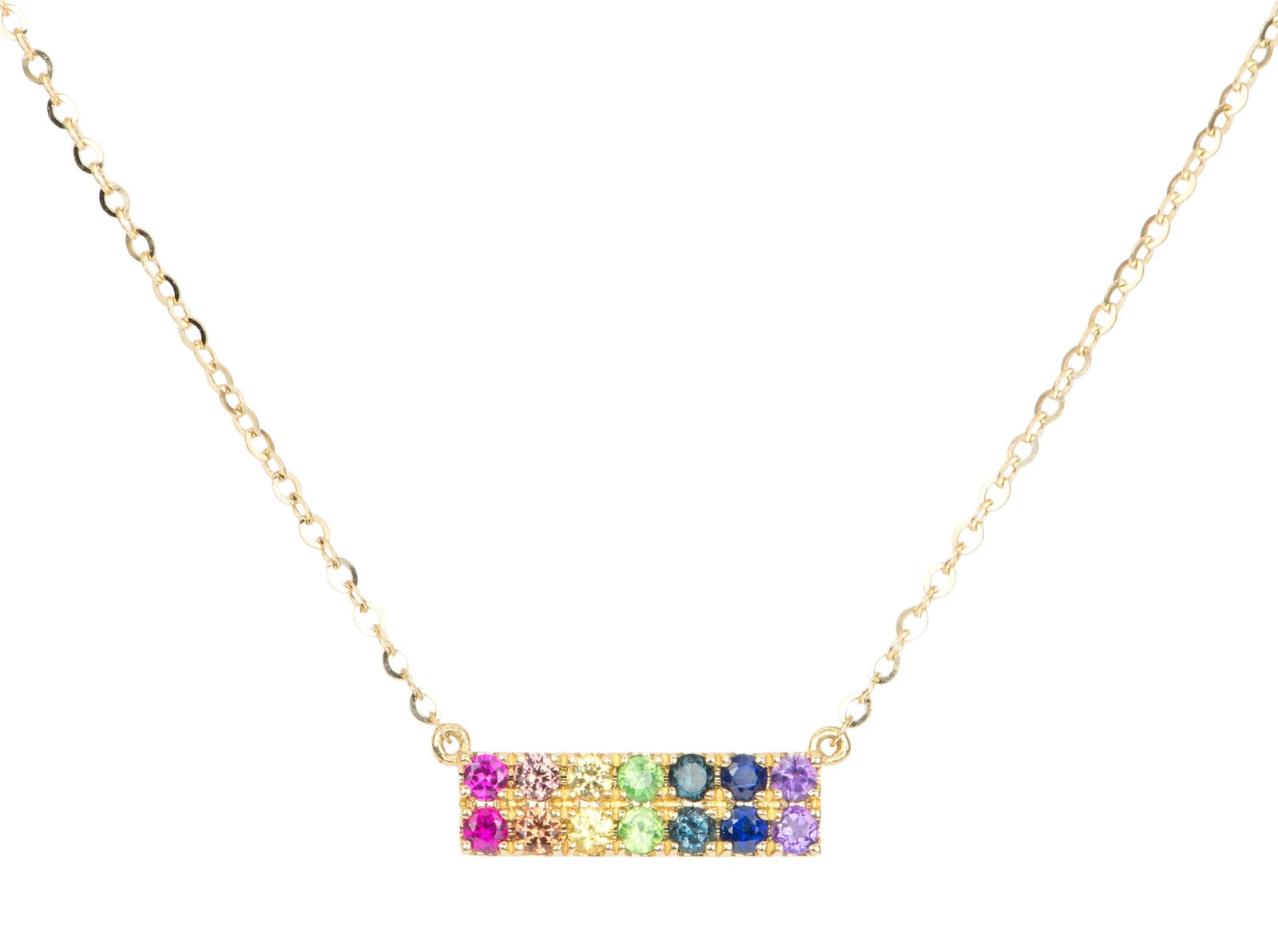 Cosmos Square Multi Charm Necklace - 18ct Gold Plated & Turquoise & Multicolor Zircon & Purple Beads Online Shopping - JW Pei