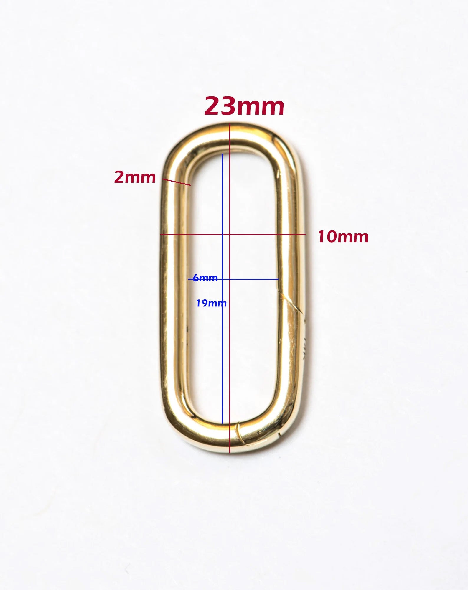 Screw Closure Large Rectangle 19x9mm 14K Gold Carabiner Pendant Holder -  Aurora Designer