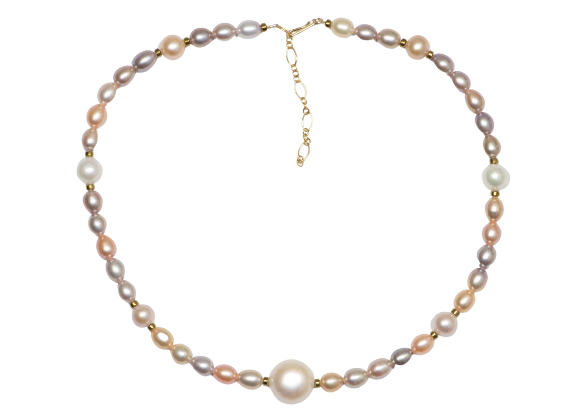 South Sea Tahitian Keshi Pearl Necklace with 14K Gold Spring Ring