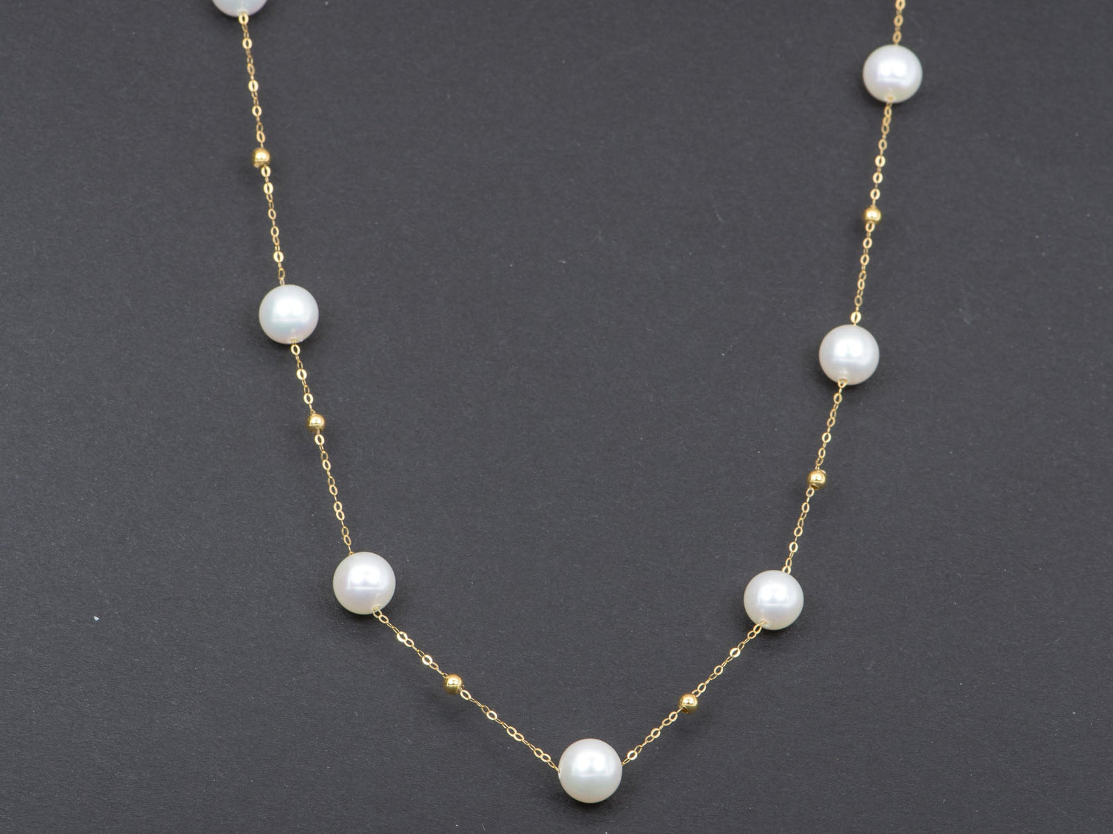 Tiffany & Co Akoya Pearl Station Necklace 18k Yellow Gold 18 Peretti –  Jewelryauthority