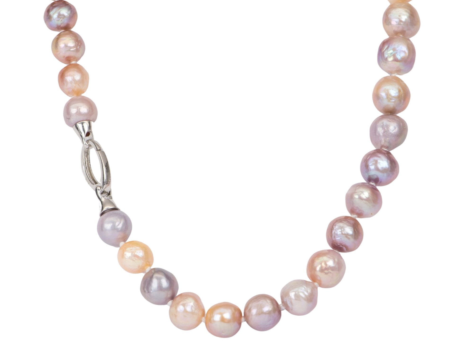 9-12mm Iridescent Peachy Pink Baroque Pearl Necklace with 14K Gold Cla -  Aurora Designer