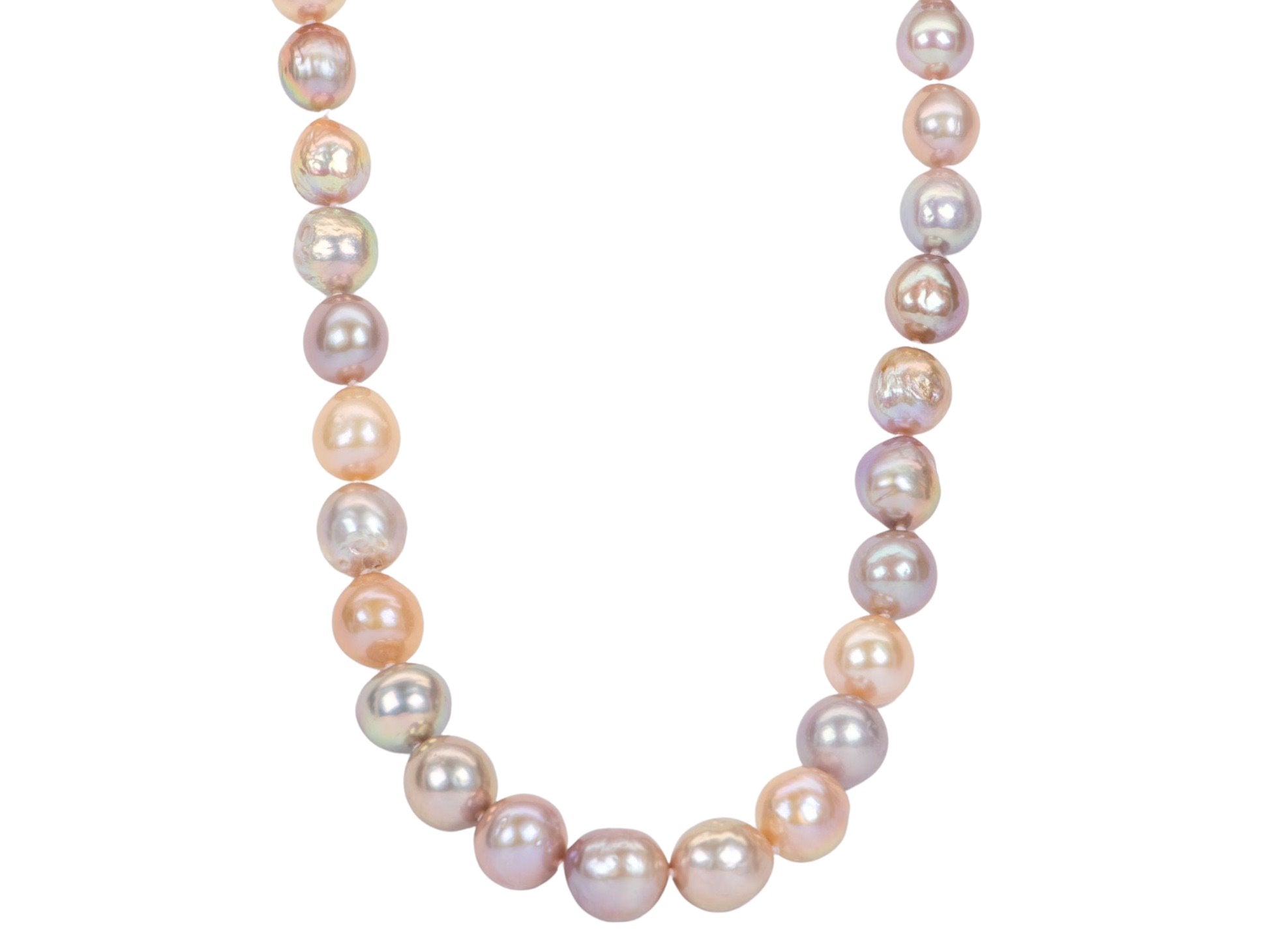 High-luster Peachy Pink Stick Biwa Freshwater Pearl Necklace, Hand kno –  Nohline Art Jewelry