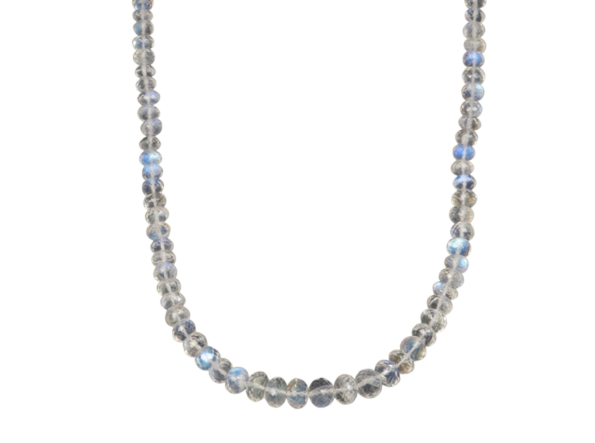 Top Grade Natural Faceted Rainbow Moonstone Beads Necklace 16