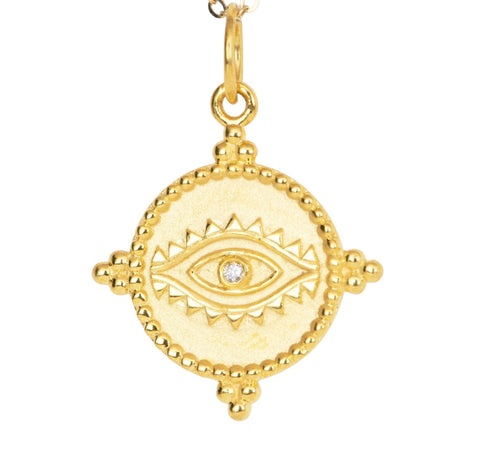 Rustic Medallion Evil Eye Gold Plated Charms Amulet Pendant GP134
