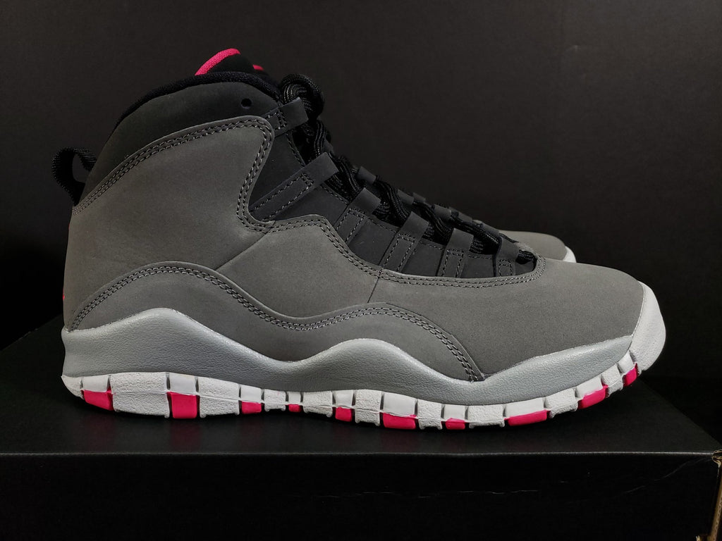 grey and pink jordan 10