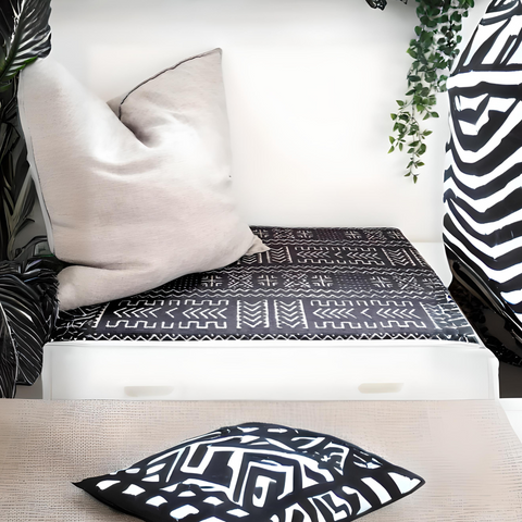 Black and white tribal print bench pad