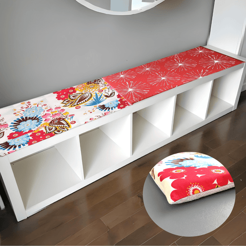 Ikea Hemmahos bench pads, red