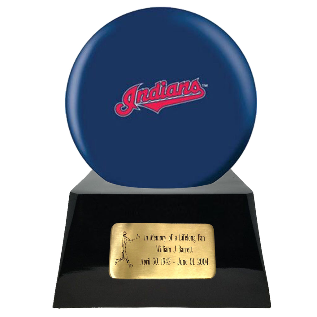 Baseball Cremation Urn with Optional Cleveland Indians Ball Decor and Custom Metal Plaque -  product_seo_description -  Baseball -  Divinity Urns.