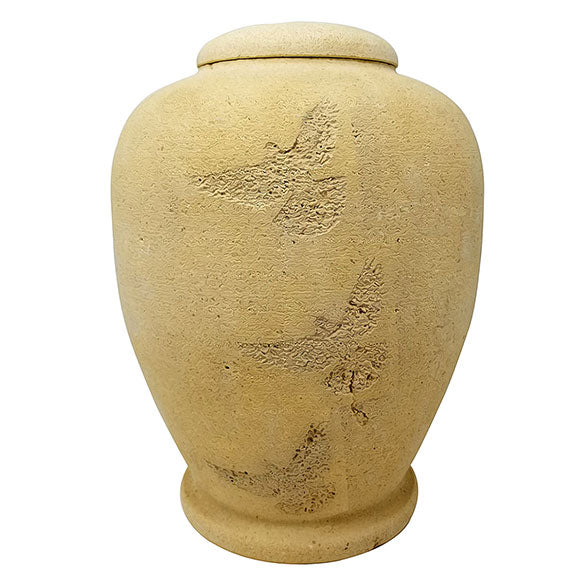 Biodegradable Urn - Beige Flying Dove Biodegradable Sand Urn