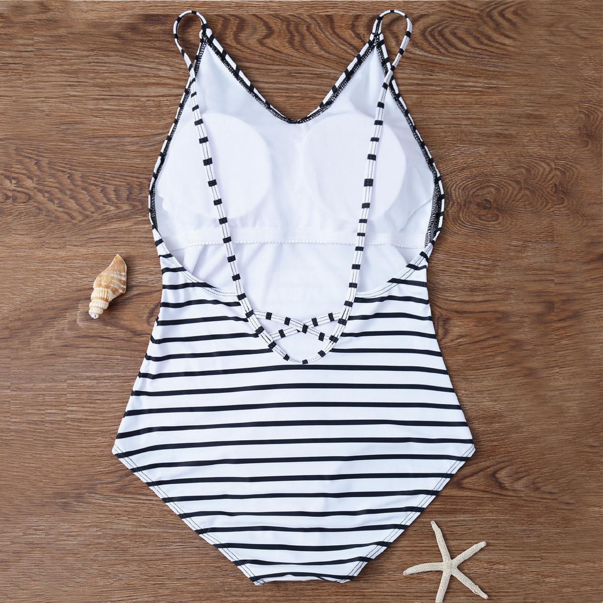 Modest Black White Striped Swimsuit | Shop The Must-haves for You – W.T ...