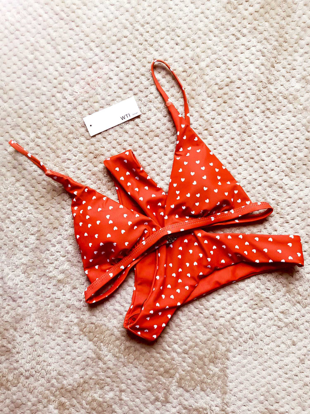 Triangle Bikini Set for Women with Heart Print - Red – W.T.I. Design