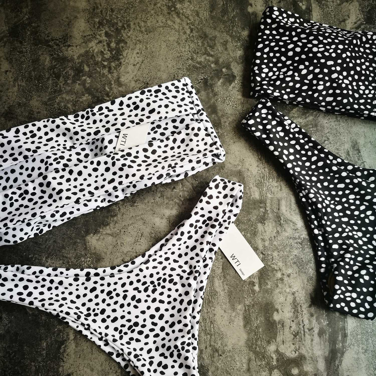 Cute Spots High Cut Bandeau Bikini Set – W.T.I. Design