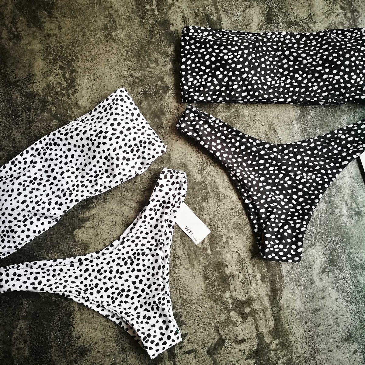 Cute Spots High Cut Bandeau Bikini Set – W.T.I. Design