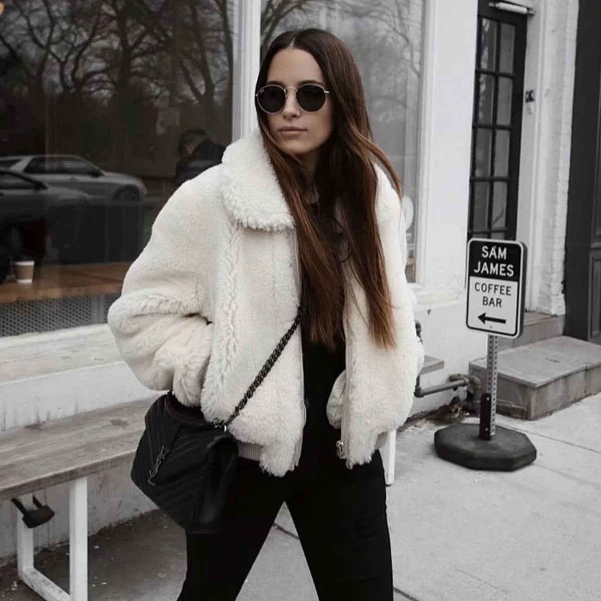 white teddy coat