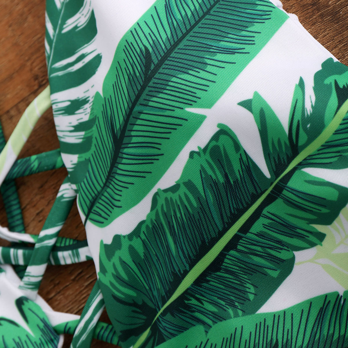 Leaves Print Lace Up One Piece Bikini – W.T.I. Design