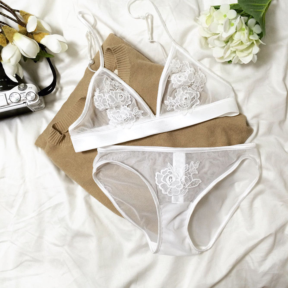 white flower bralette