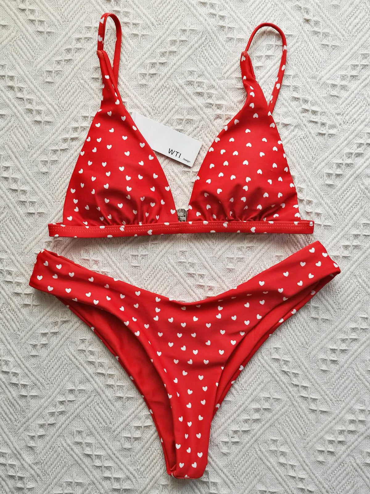 Triangle Bikini Set for Women with Heart Print - Red – W.T.I. Design