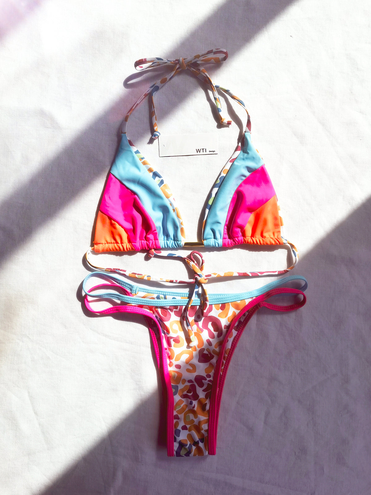 Boho Style Blocked Triangle Bikini Swimsuit – W.T.I. Design