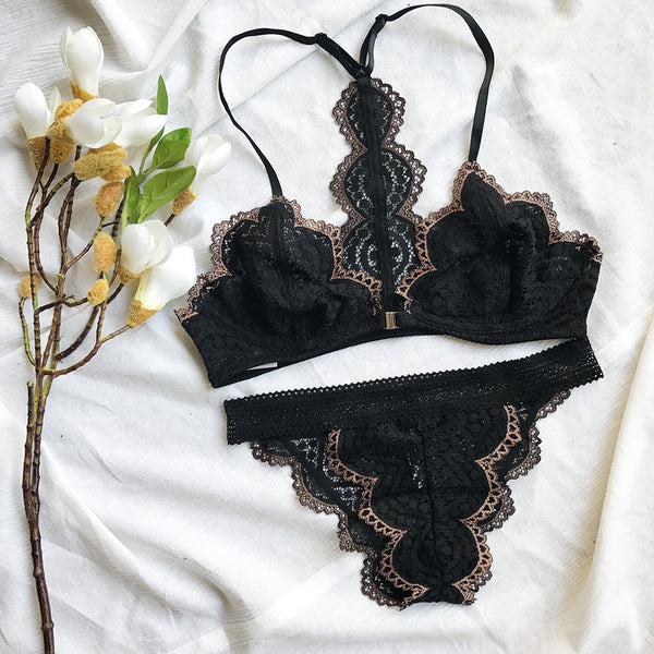 Sexy choker bralette lace lingerie-Black – ___tryitusa