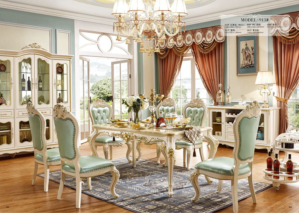 european style solid wood dining room set/ home furniture sets with