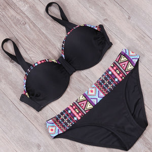 push up patchwork bikini