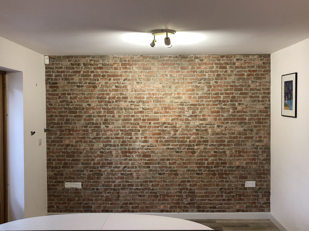 red brick effect kitchen wall tiles