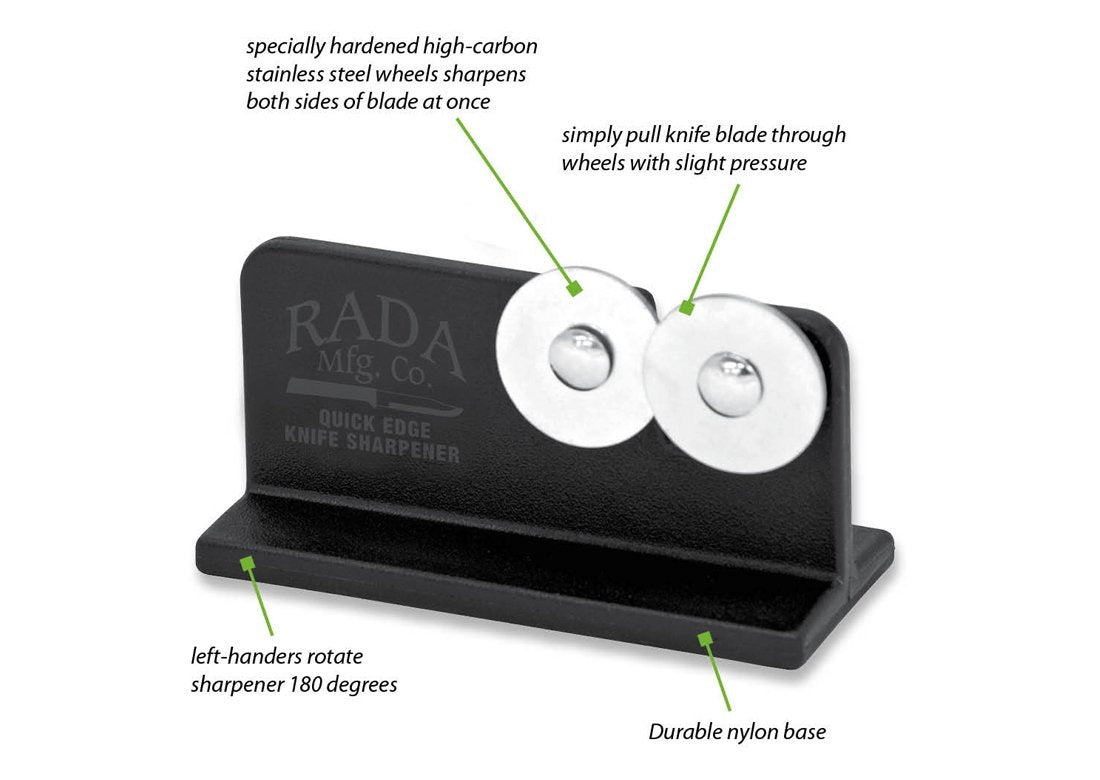 Rada Cutlery Quick Edge Knife Sharpener – Stainless Steel Wheels Made in  the USA