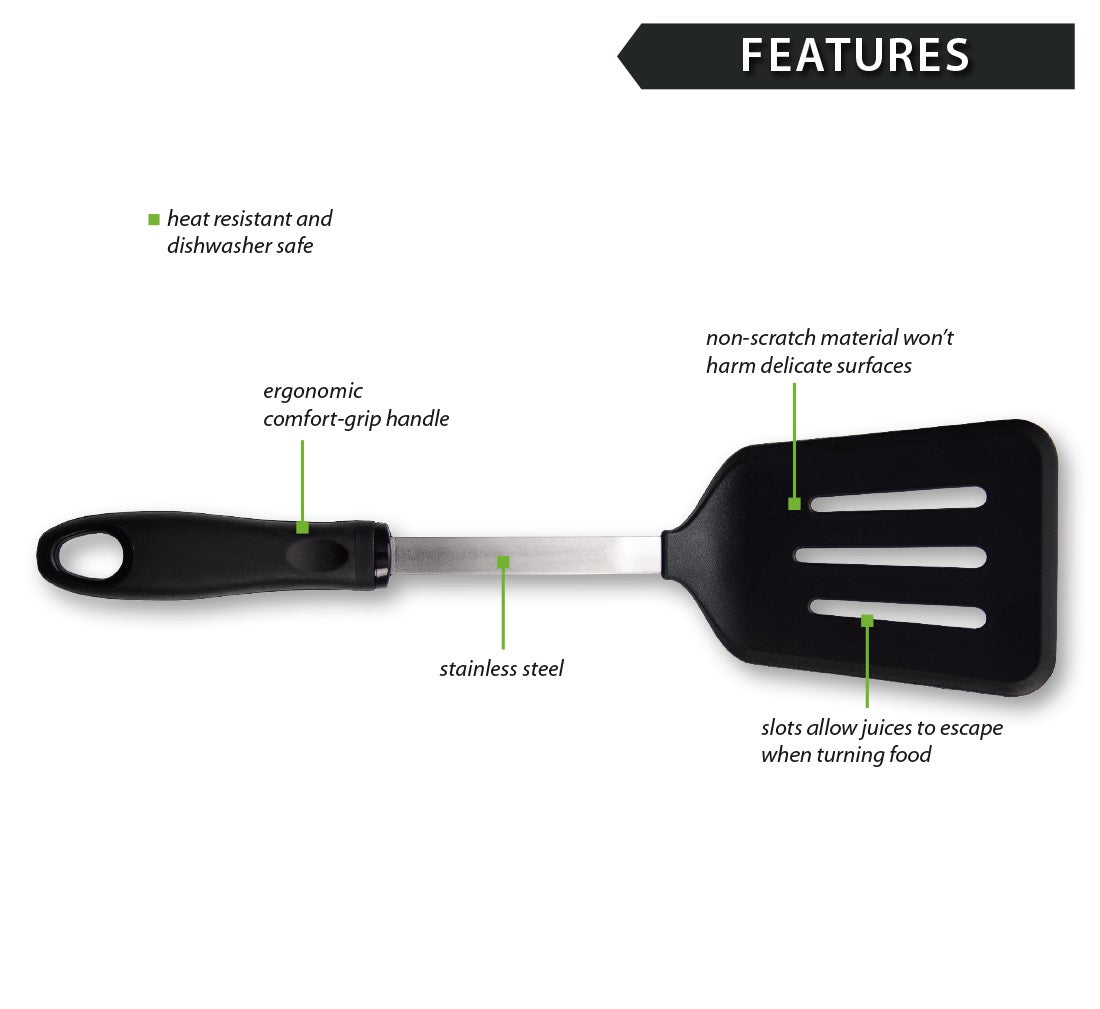 OXO Good Grips Black Nylon Square Slotted Turner / Spatula With comfortable  Grip
