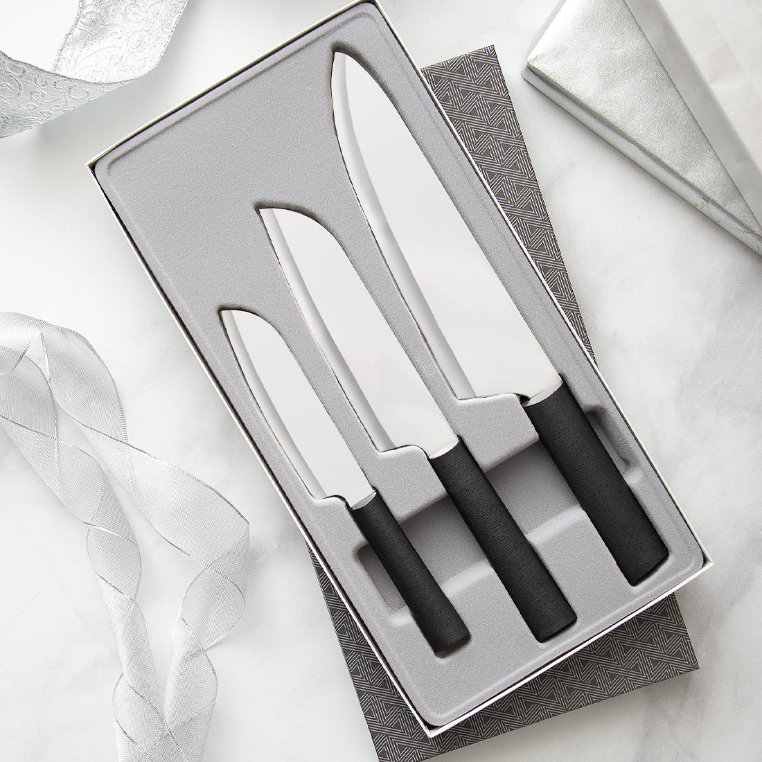 Rada Meal Prep Veg. Peeler & Parings knife Set 4pc USA made cutlery + black  L/R