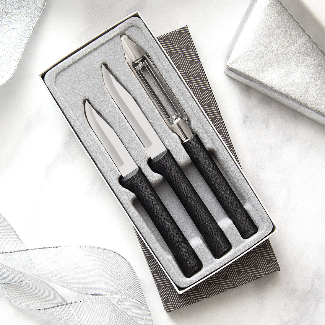 Rada Cutlery Knife 7 Stainless Steel Kitchen Knives Starter Gift Set with  Brushed Aluminum Made in USA, Silver Handle - Gently Sustainable Homestead