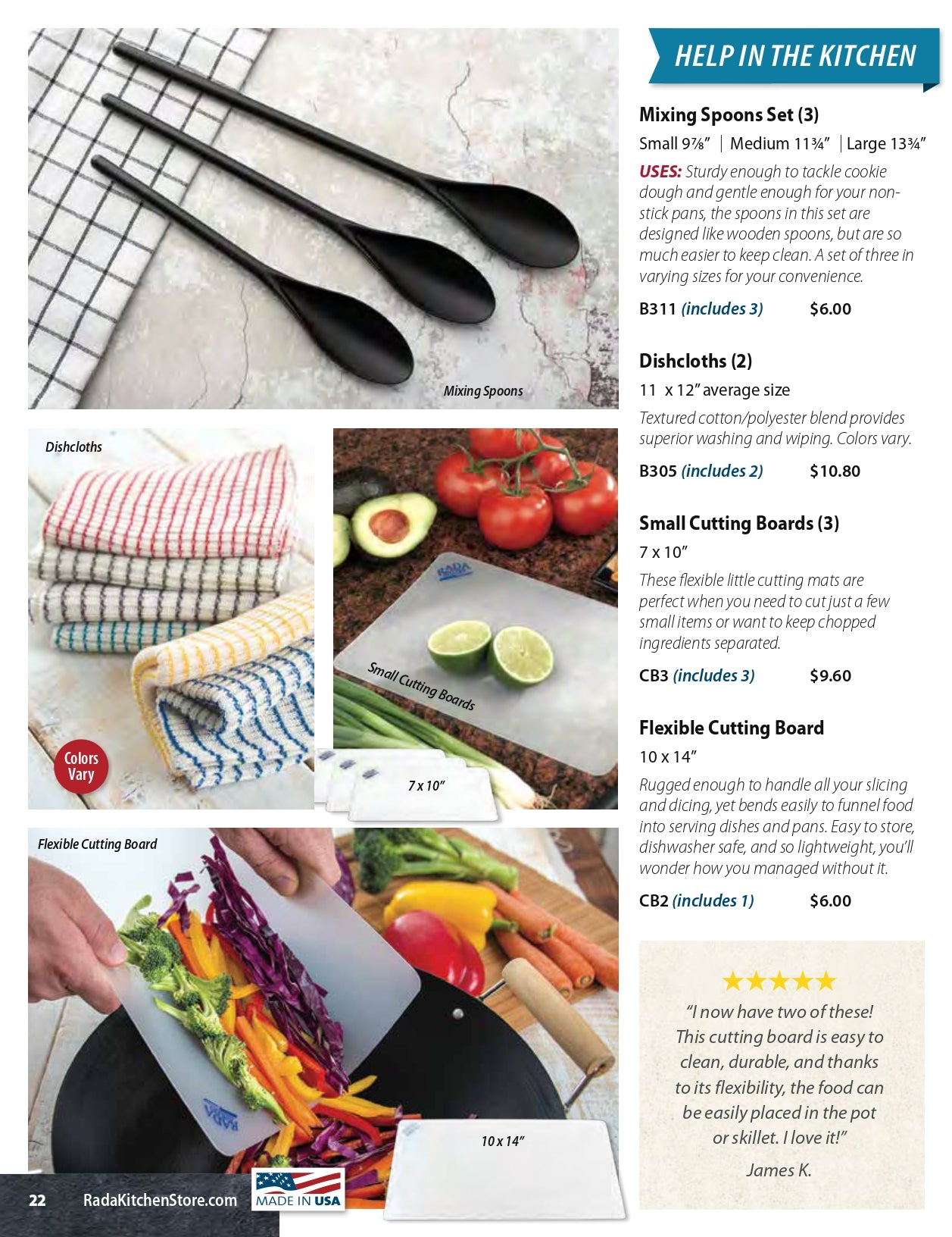 Rada Cutlery Flexible Plastic Cutting Boards, 10 x 14 Inches – White