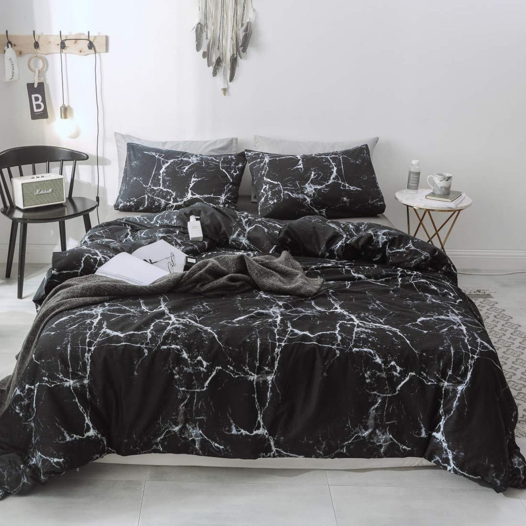 Smoofy 100 Cotton Duvet Cover Black Marble Sytle Inscoolgifts