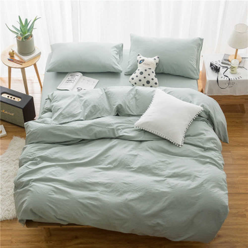 3 Piece Natural Washed Cotton Duvet Cover Set Soft Bedding Set