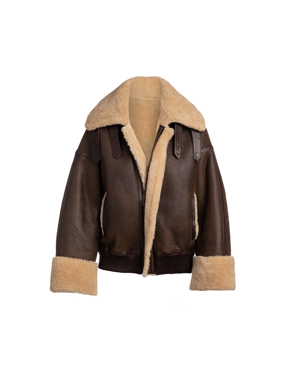 The Saturn Reversible Shearling Jacket In Cognac - ARJÉ