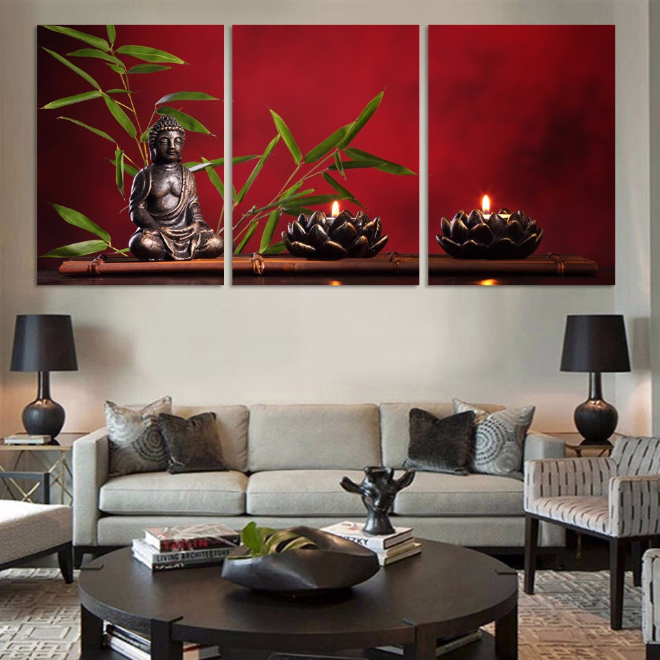 3 Pieces Large Buddha Canvas Print Painting Home Decor ...