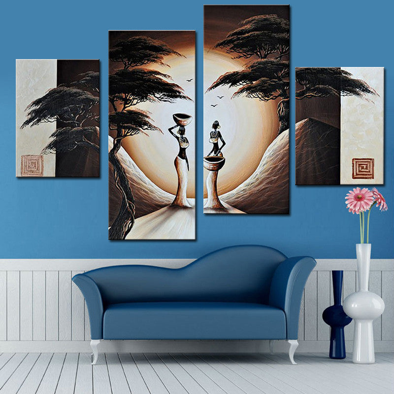 Abstract Landscape Oil Painting African Women Paintings Canvas Art Han - BakeryWorldStyle ...