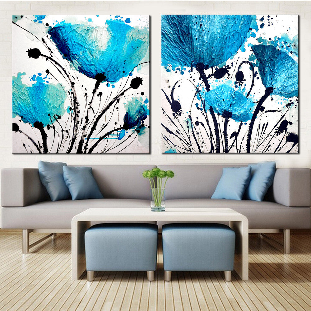 2 Panel Flower Abstract Print Canvas Art Oil Painting Home ...