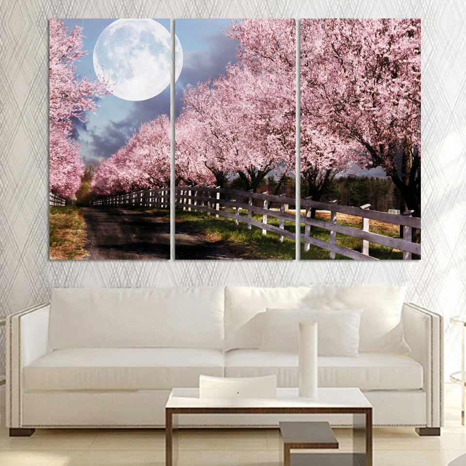 Canvas Art Painting 3 Piece Canvas Art Print Pink Tree Printed Canvas Bakeryworldstyle Canvas Art