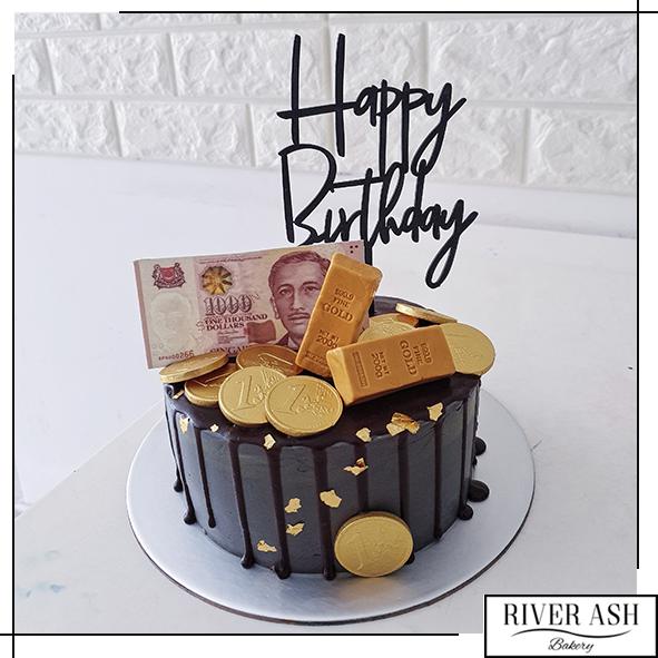 $1000 Gold Bar Cake Singapore/Guy 21st 18th birthday cake SG - River Ash  Bakery