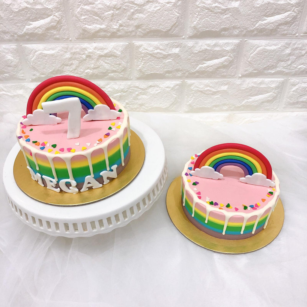 Rainbow Cake With Rainbow Topper Rainbow Cakes Singapore River Ash Bakery