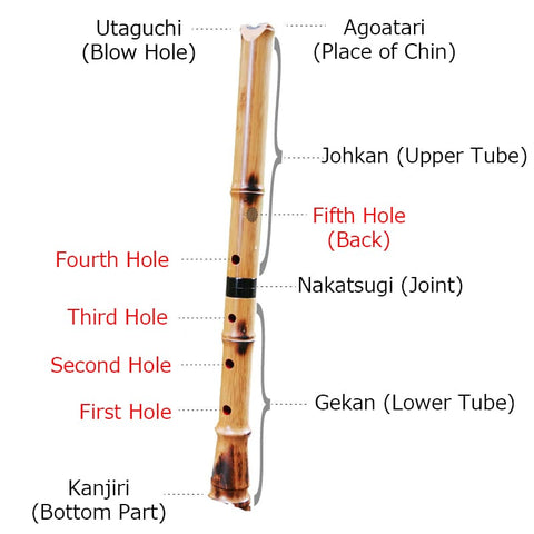 Nome de cada parte - Flauta Shakuhachi