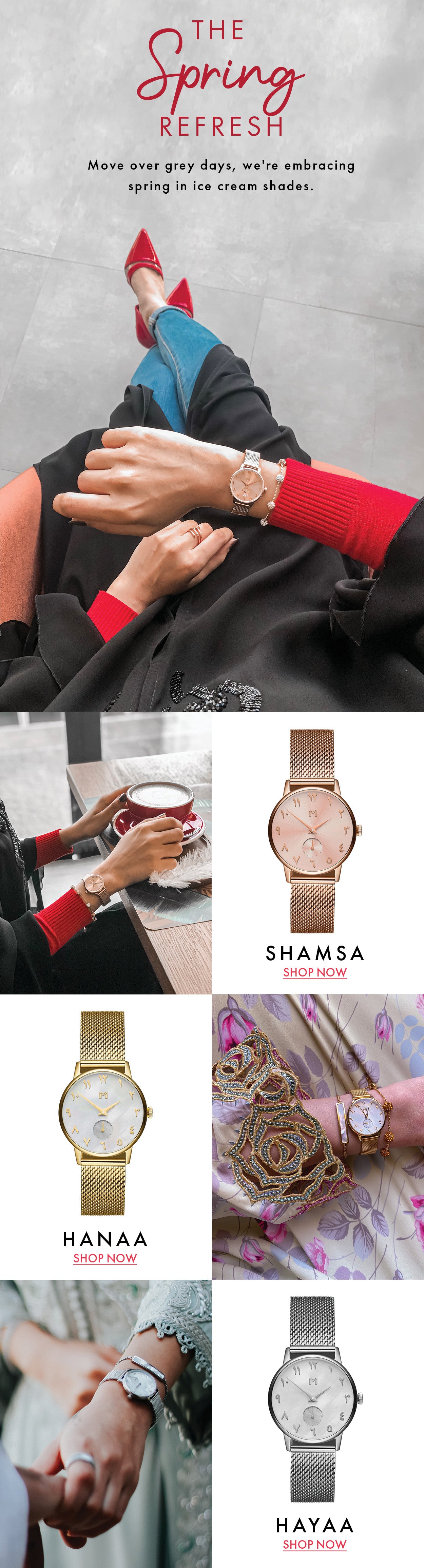 SPRING REFRESH | SHAMSA | HANAA | HAYAA| MINIMALIST WATCHES | MINIMALIST.AE