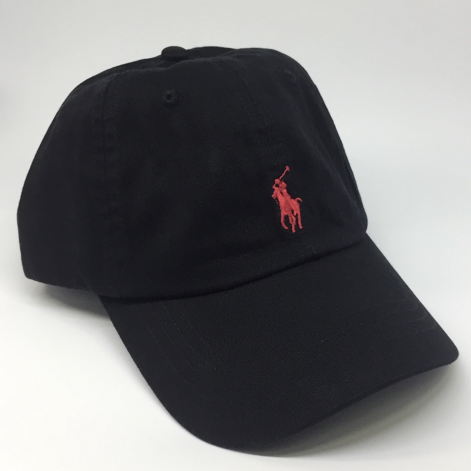 black and red polo hat