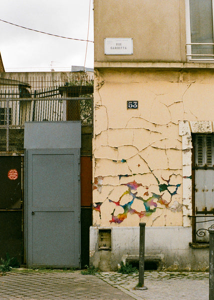 A repainted crack on the streets of Paris