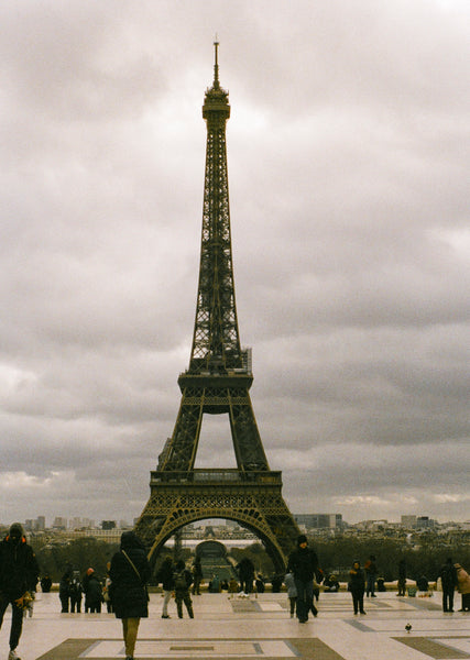 A moody image of the eiffel tower.