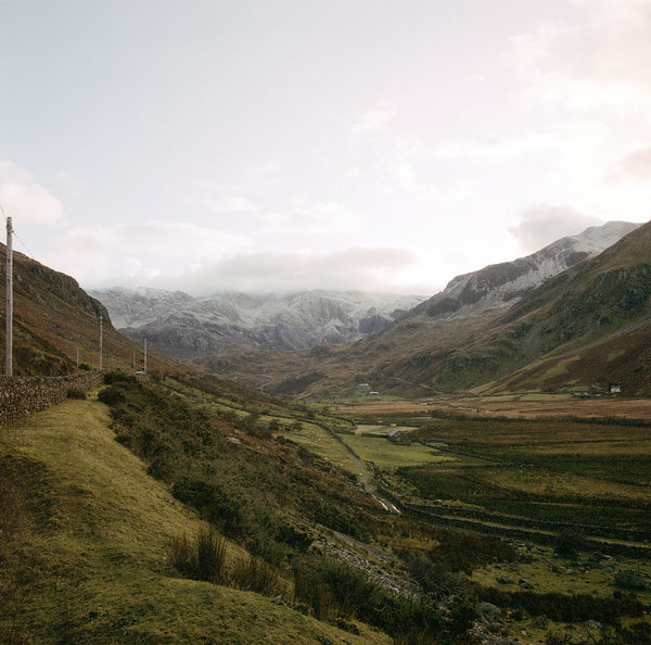 A large valley, with a big, clear sky.