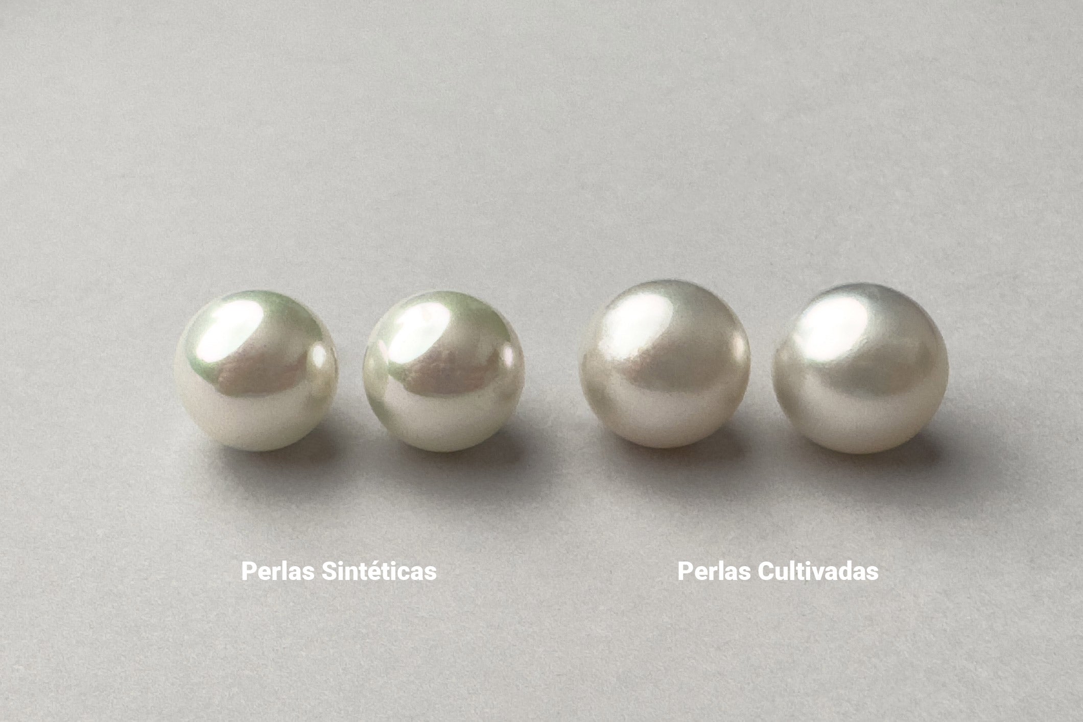Comparison image between synthetic and cultured pearls