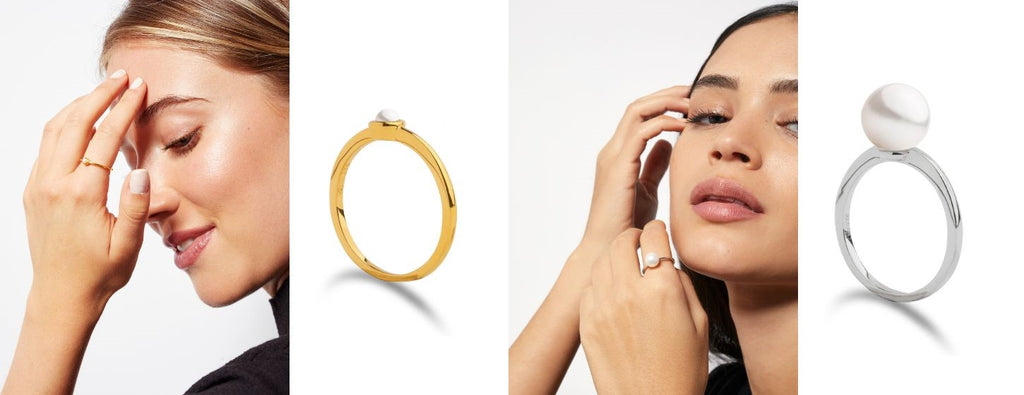 One-Pearl-Ringe aus Gold-Vermeil oder Sterlingsilber